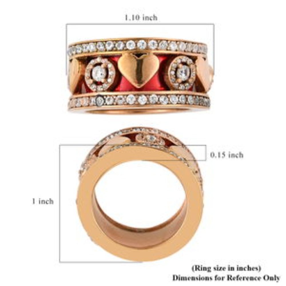Simulated Diamond Enamel Stack Ring Rose Gold Plated Stainless Steel - Picture 6 of 9